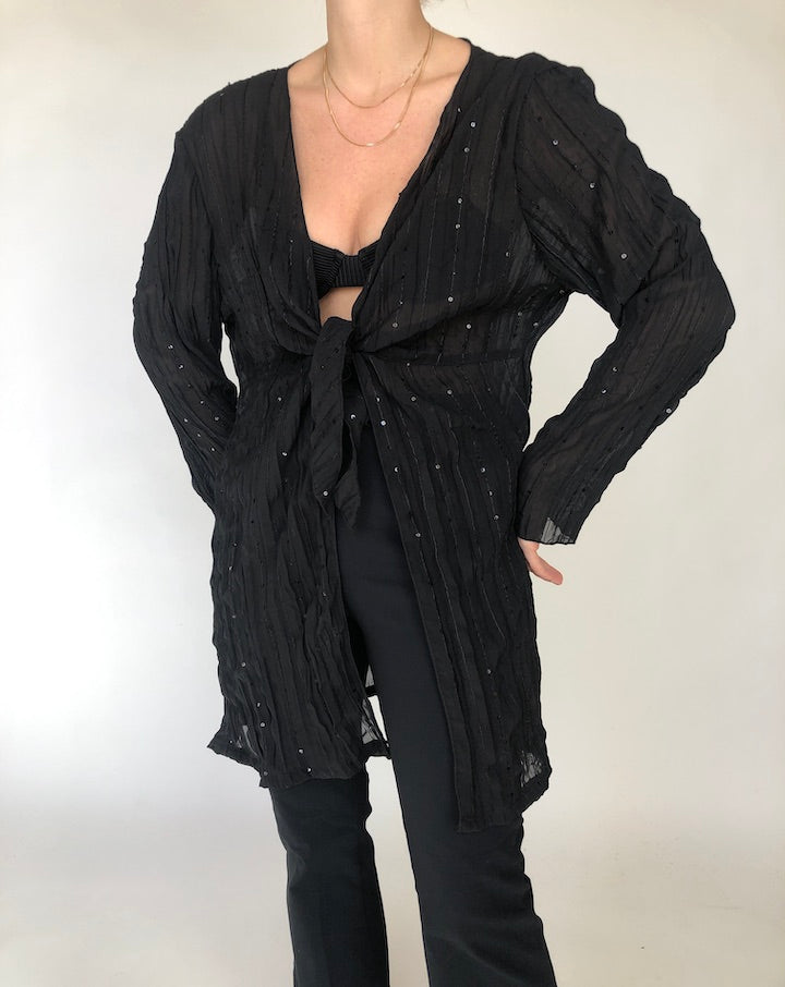 VINTAGE OVERSIZED TIE SEQUIN CARDIGAN 391