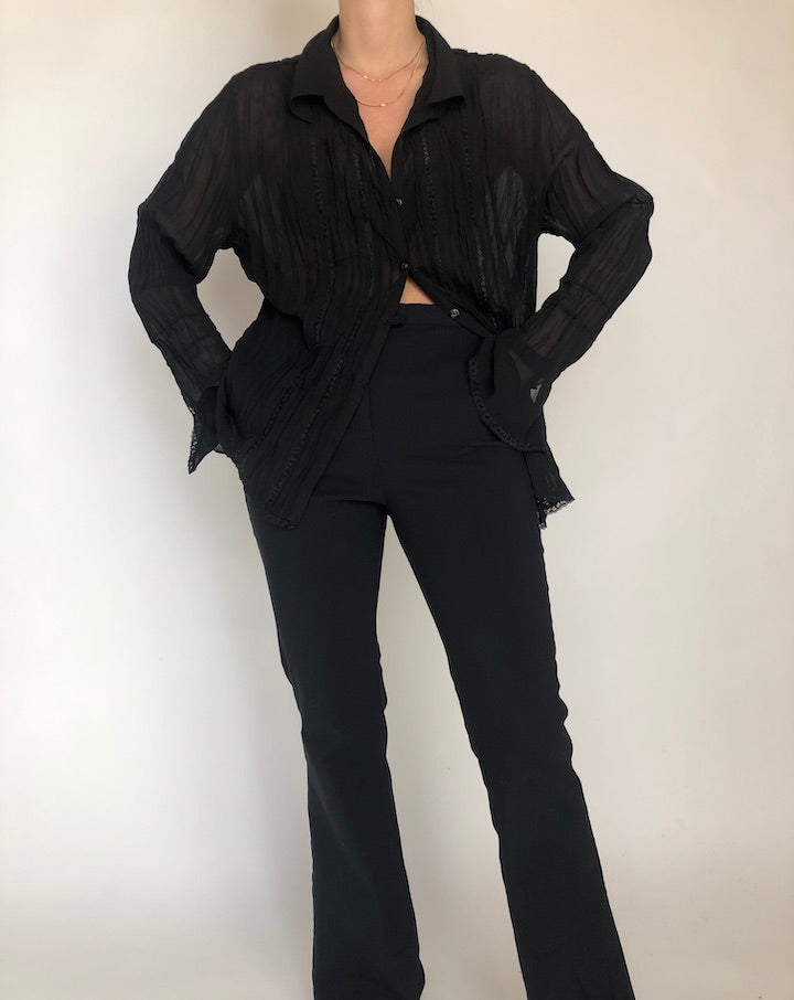VINTAGE SHEER BLACK BLOUSE 392