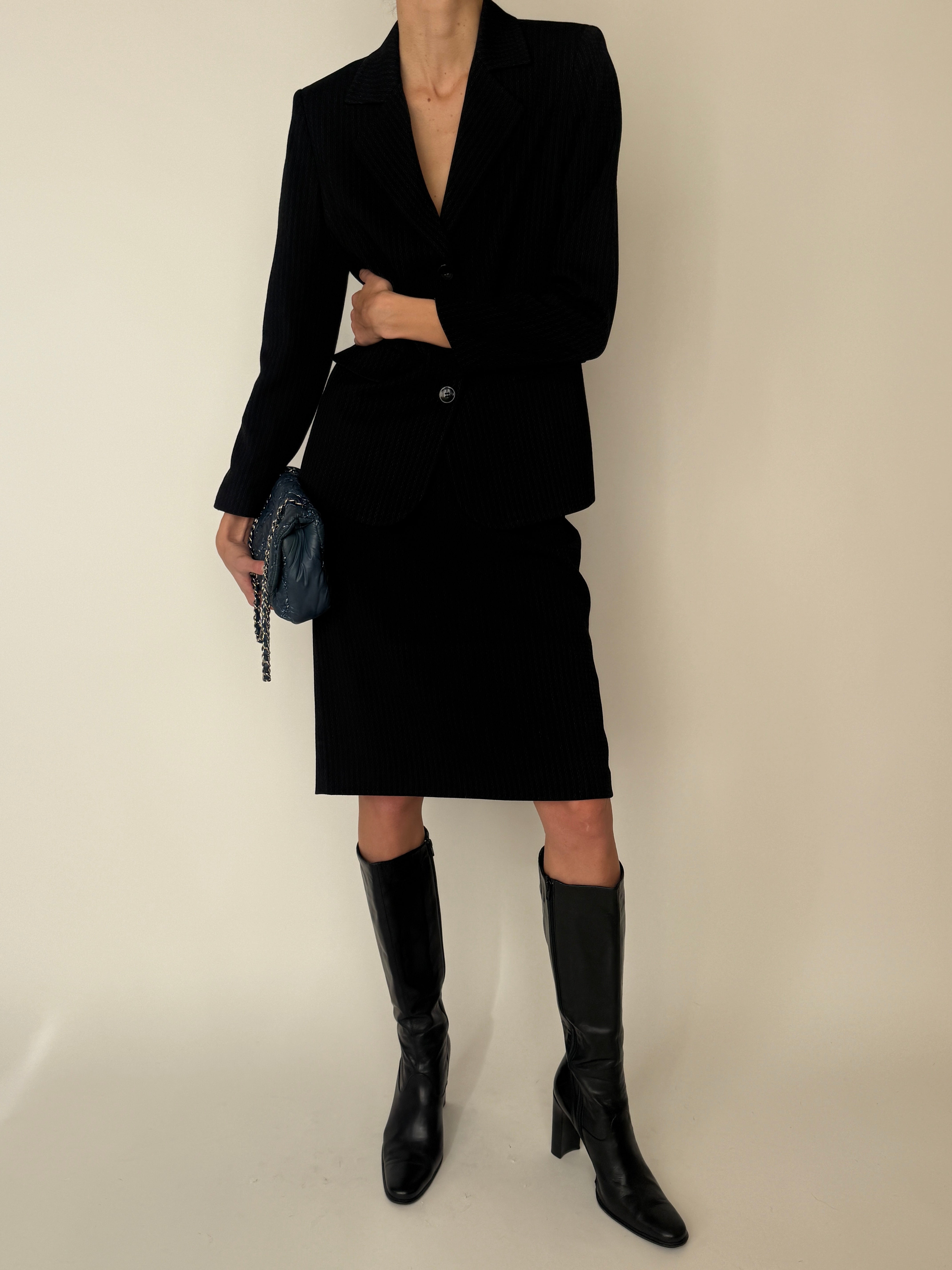 Vintage dark grey skirt suit full set view