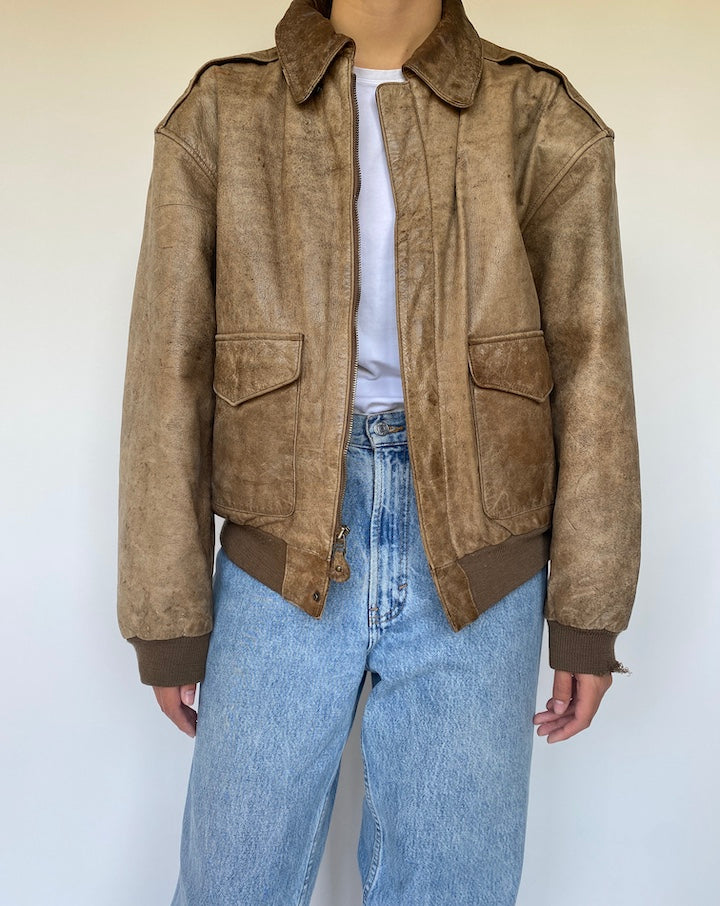 VINTAGE BROWN LEATHER JACKET 3358
