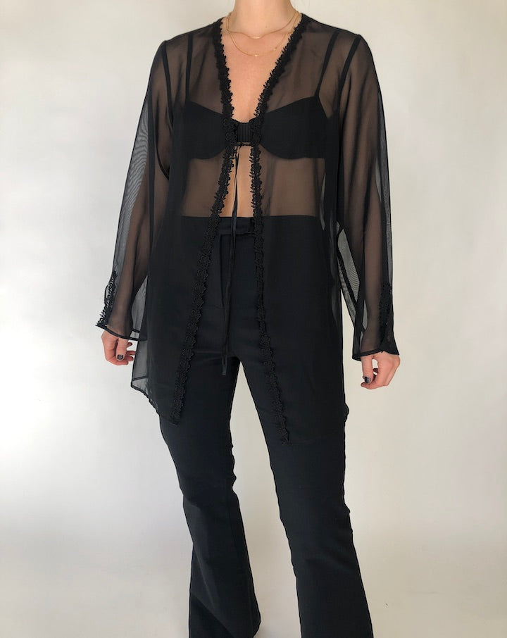 VINTAGE SHEER OVERSIZED CARDIGAN 393