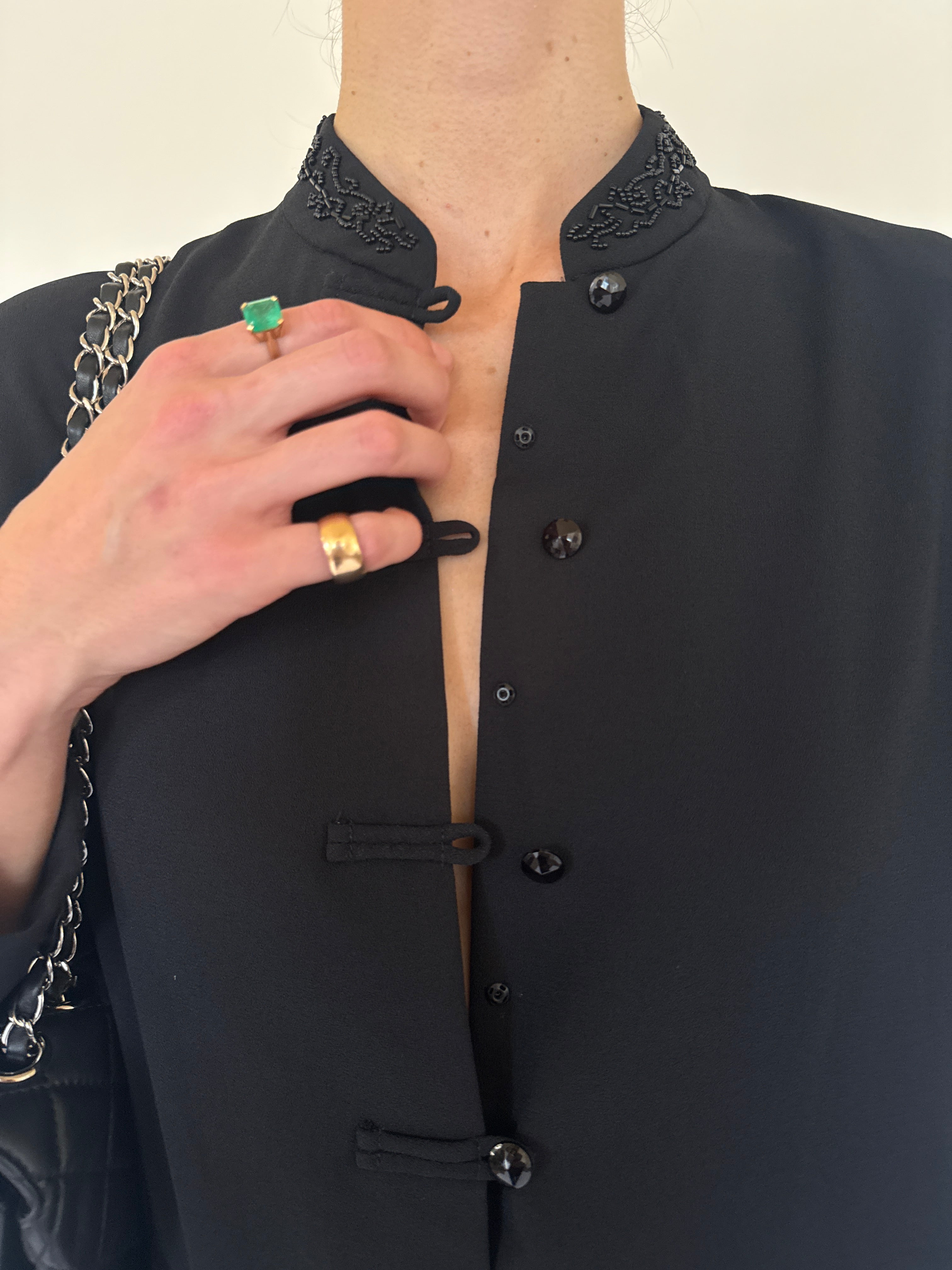 Vintage embellished collar close-up