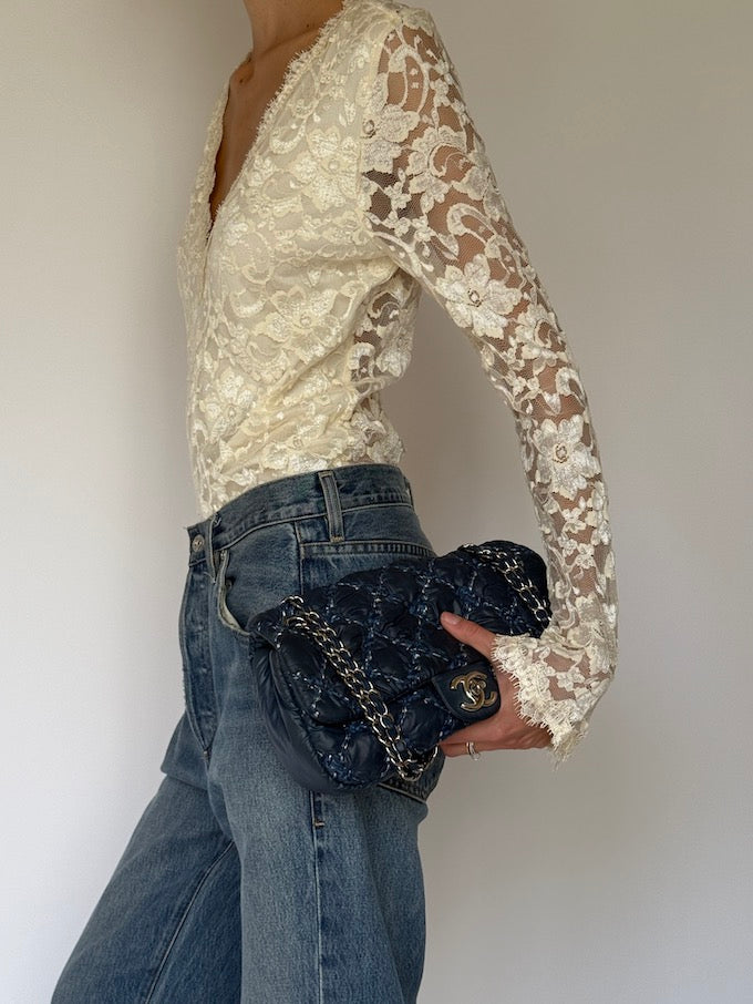 Vintage Ivory Lace Top 6613