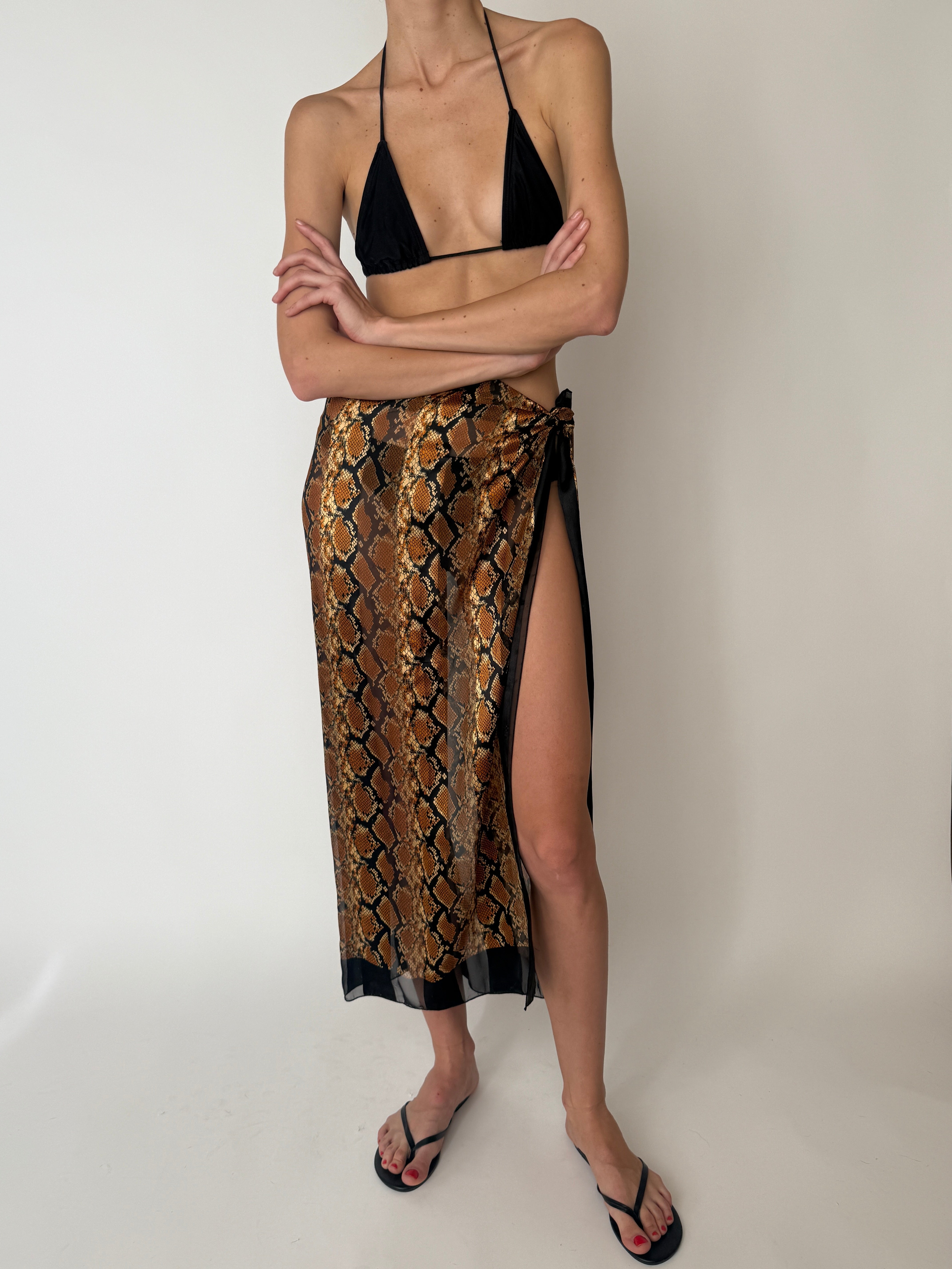 Vintage snake print sarong front view