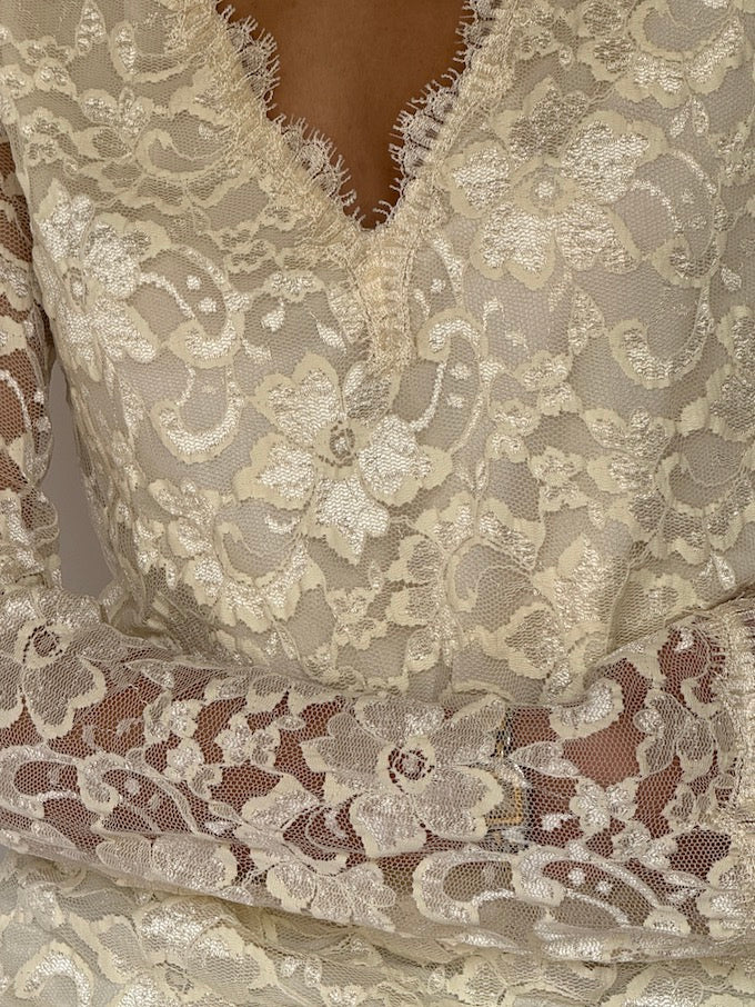 Vintage Ivory Lace Top 6613