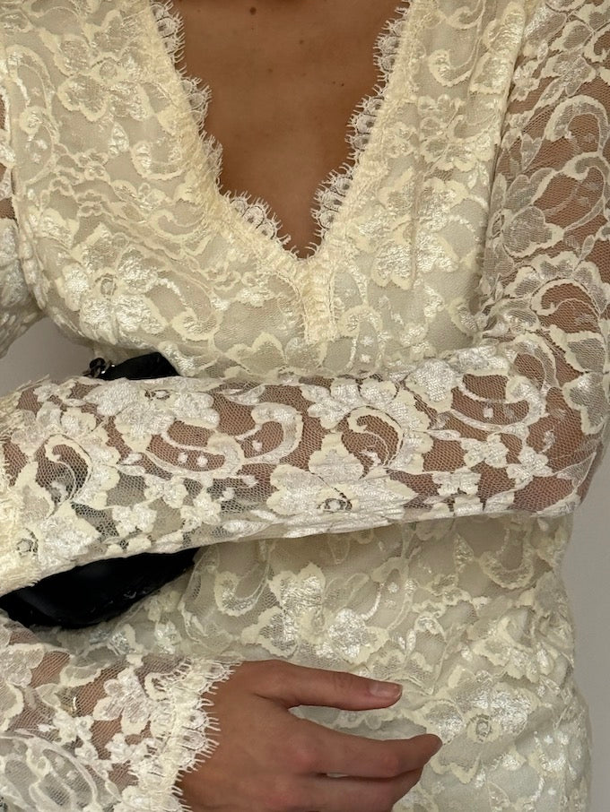 Vintage Ivory Lace Top 6613