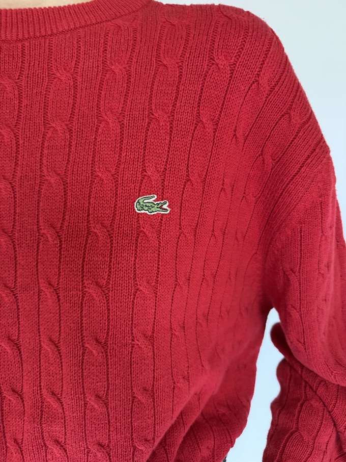 Vintage Lacoste cable knit sweater red 6053