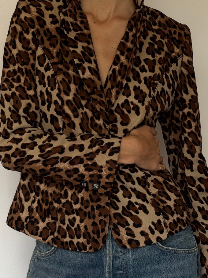 Vintage Leopard Print Blazer 6644