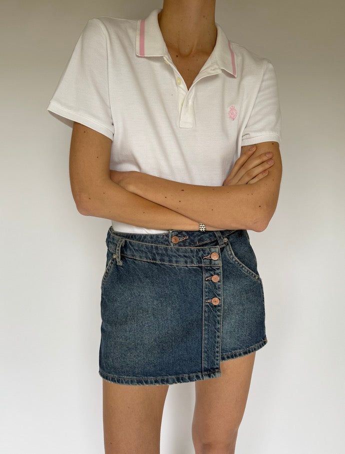 VINTAGE RALPH LAUREN POLO SHIRT WHITE & PINK 6054