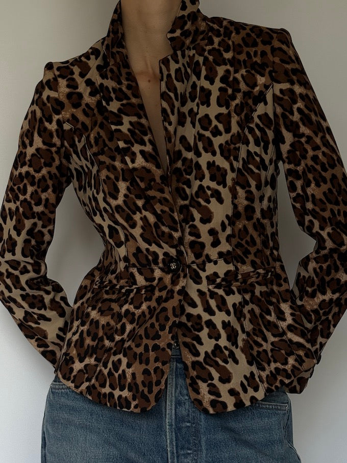 Vintage Leopard Print Blazer 6644