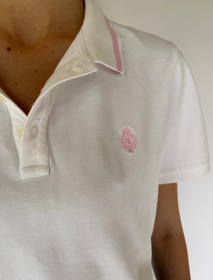 VINTAGE RALPH LAUREN POLO SHIRT WHITE & PINK 6054