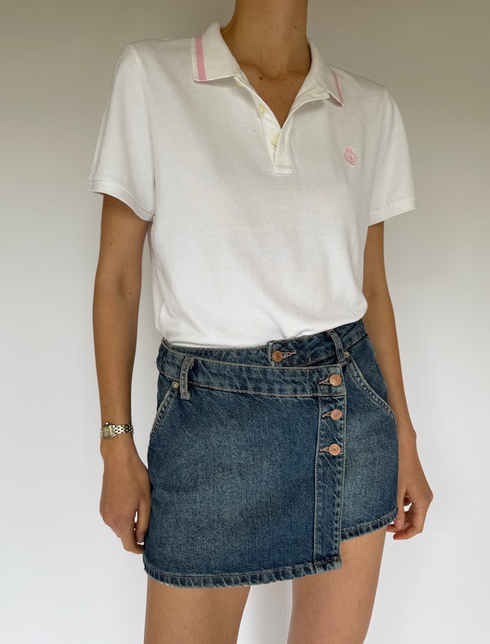 VINTAGE RALPH LAUREN POLO SHIRT WHITE & PINK 6054