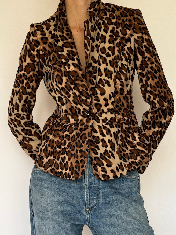 Vintage Leopard Print Blazer 6644