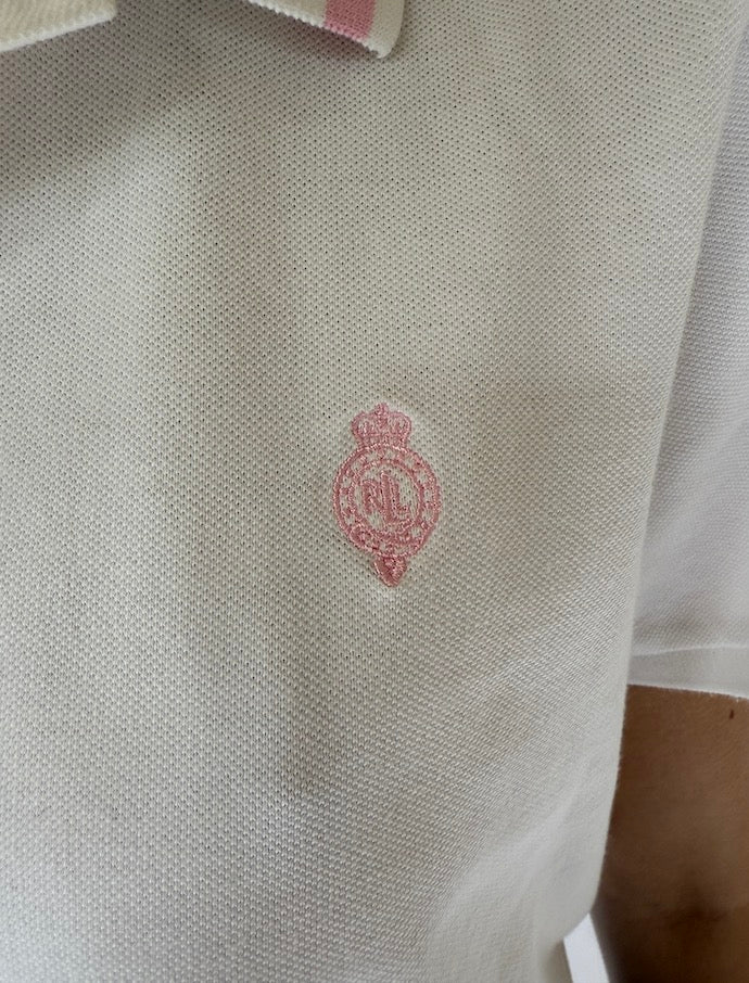 VINTAGE RALPH LAUREN POLO SHIRT WHITE & PINK 6054