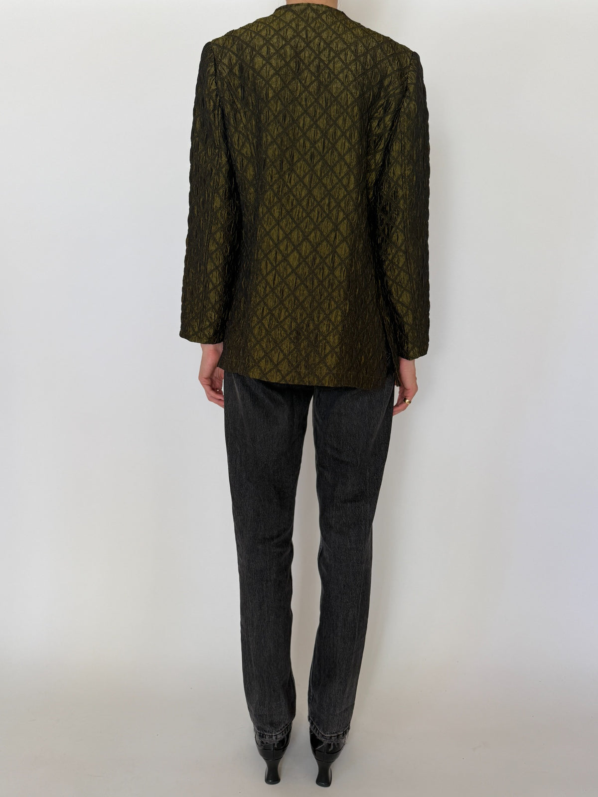 Vintage olive green diamond textured jacket