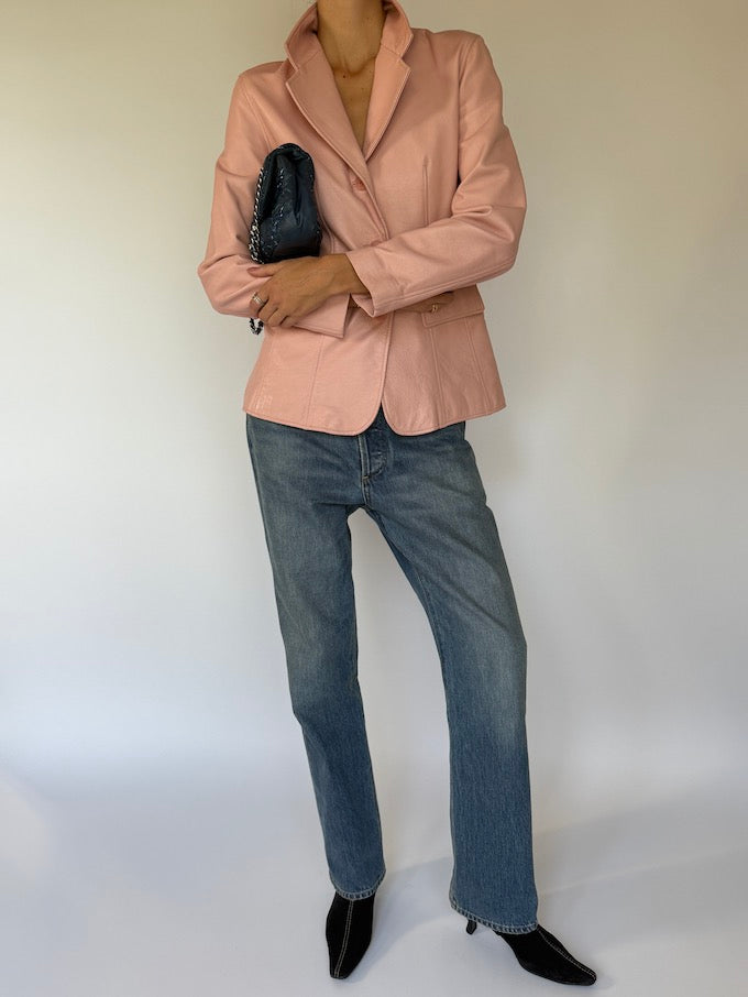 Vintage Leather Jacket Pink 5646