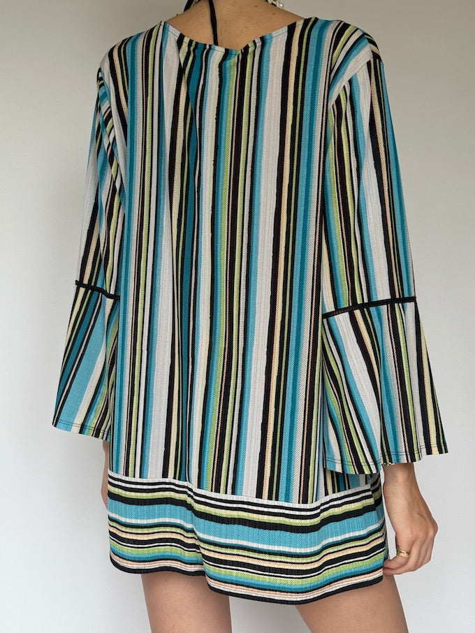 Vintage Coastal Stripe Tunic Beach Cover-Up 6254