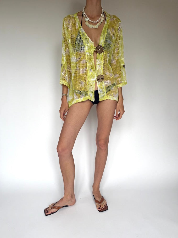 Vintage Sheer Knit Cover-Up lemon 6255