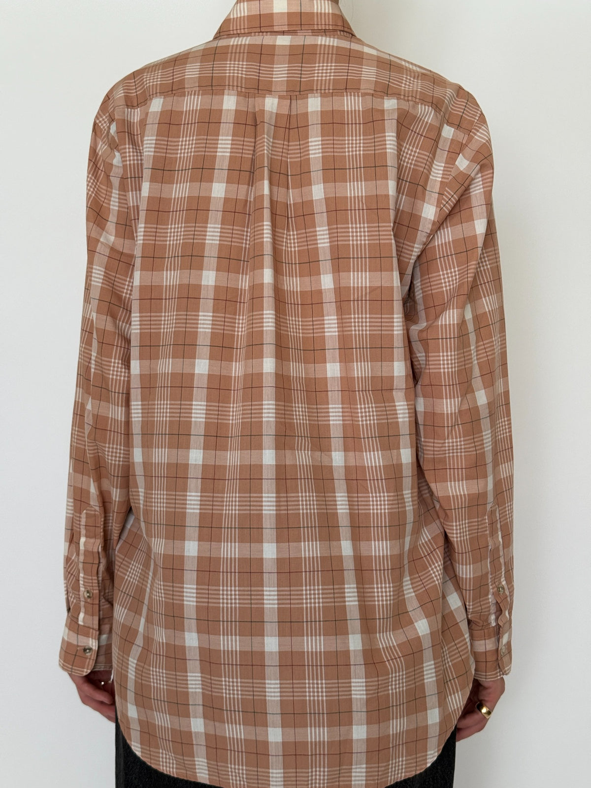Back view Christian Dior plaid shirt with back pleat
