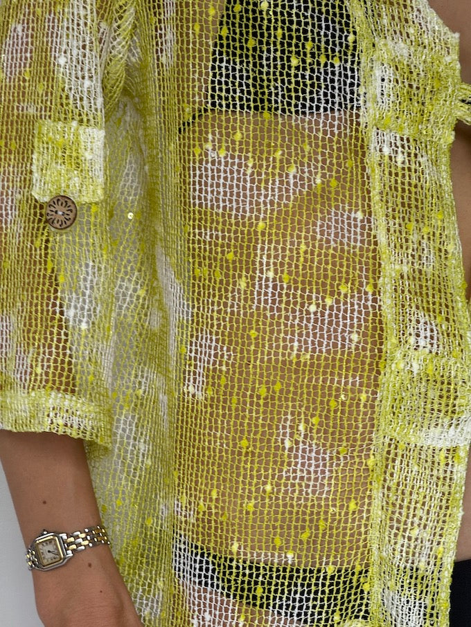Vintage Sheer Knit Cover-Up lemon 6255
