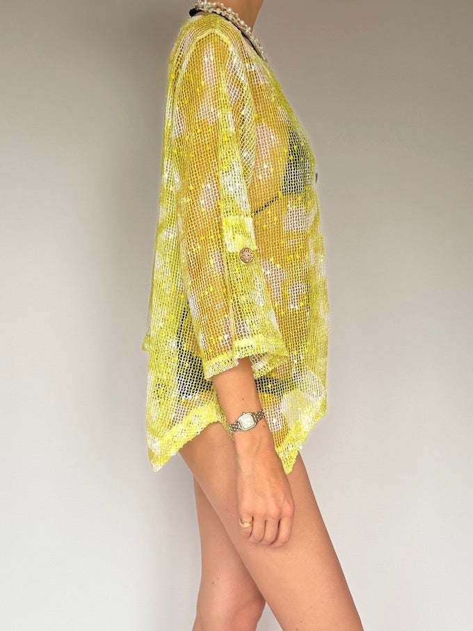 Vintage Sheer Knit Cover-Up lemon 6255