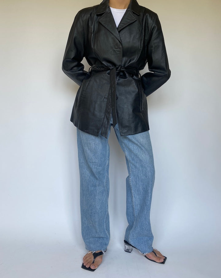 VINTAGE BLACK LEATHER JACKET 3370