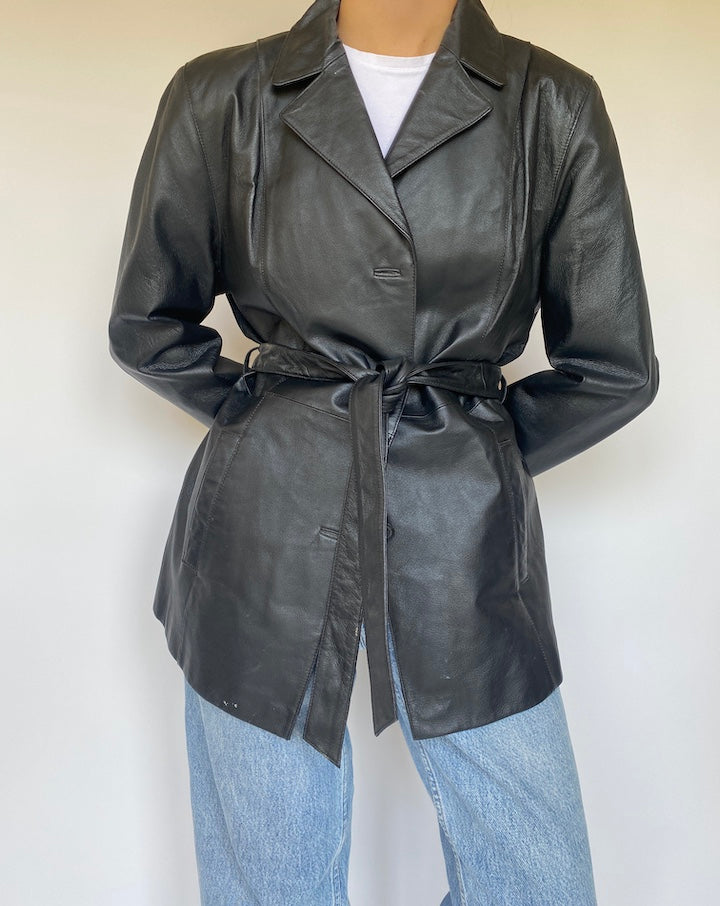VINTAGE BLACK LEATHER JACKET 3370