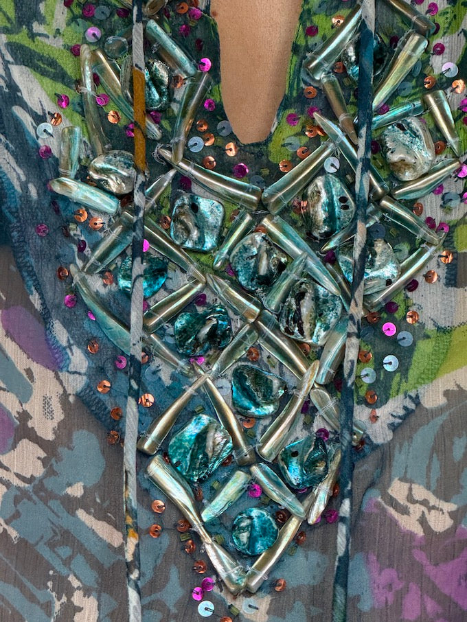 Vintage Beaded Sheer Boho Cover-Up tunic