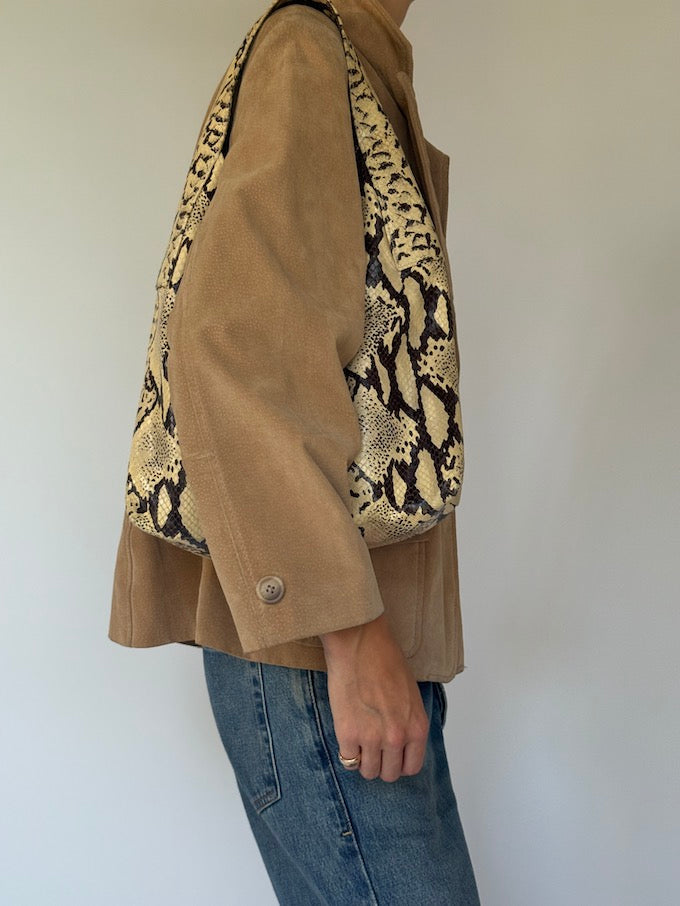 Vintage suede leather jacket honey brown 6162