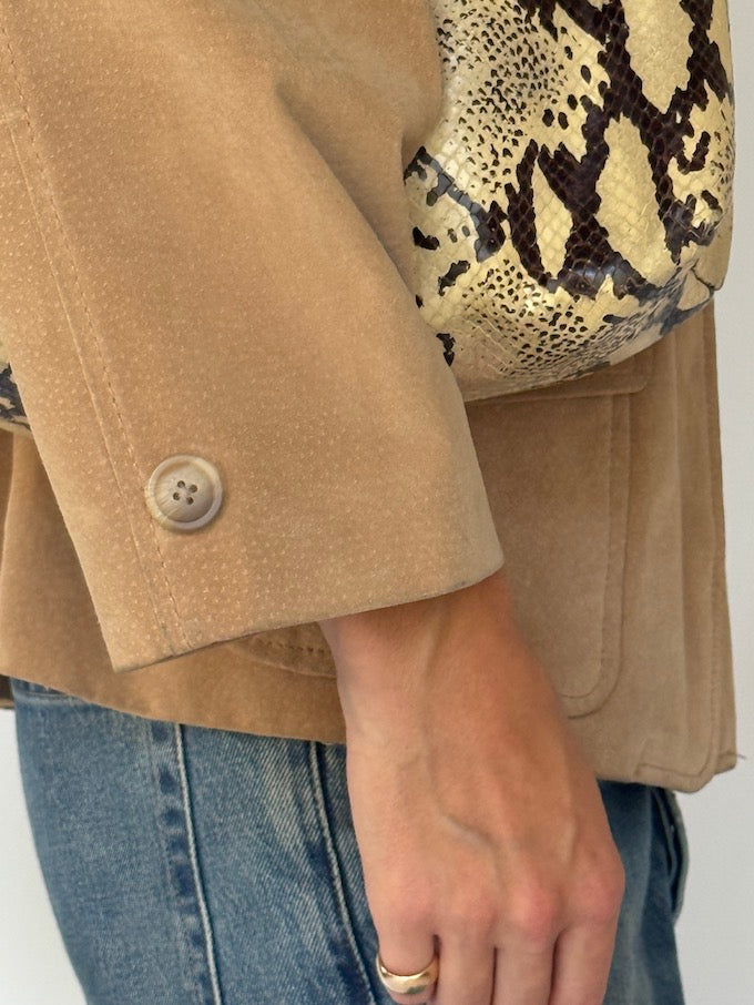 Vintage suede leather jacket honey brown 6162