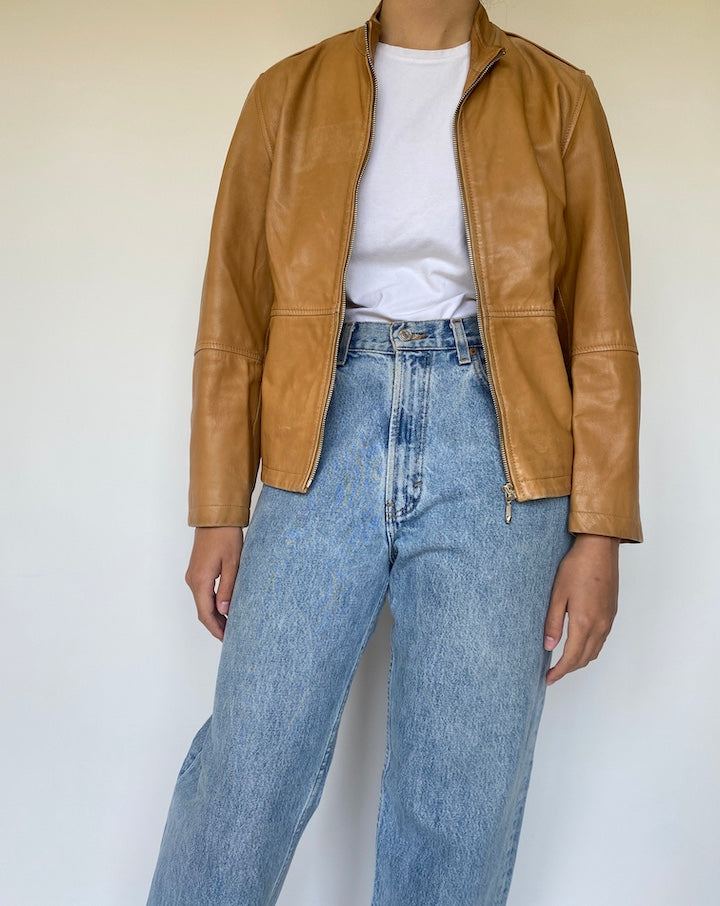 VINTAGE LIGHT BROWN LEATHER JACKET 3373