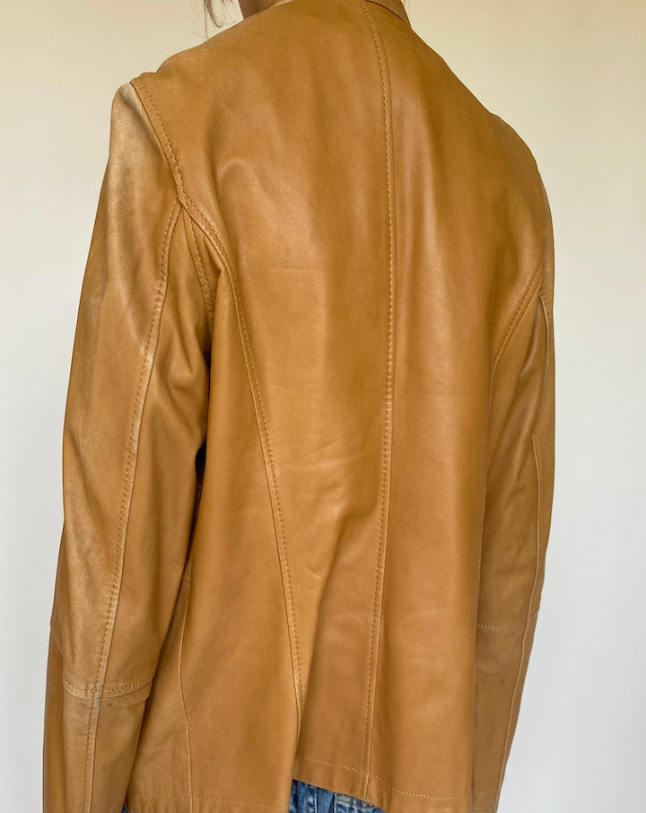 VINTAGE LIGHT BROWN LEATHER JACKET 3373