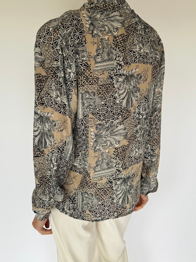 Vintage printed silk blouse 6058