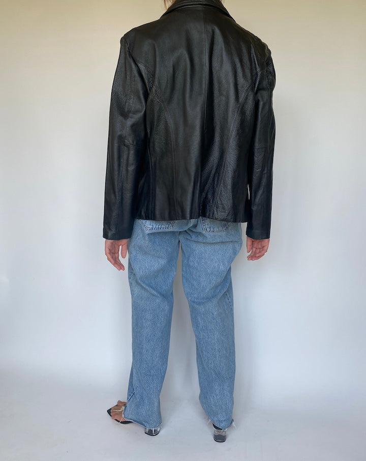 VINTAGE BLACK LEATHER JACKET 3375