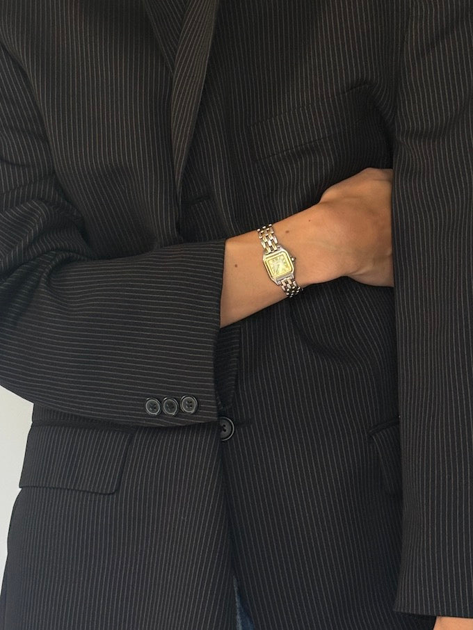 Vintage Pinstripe Blazer Black 6003