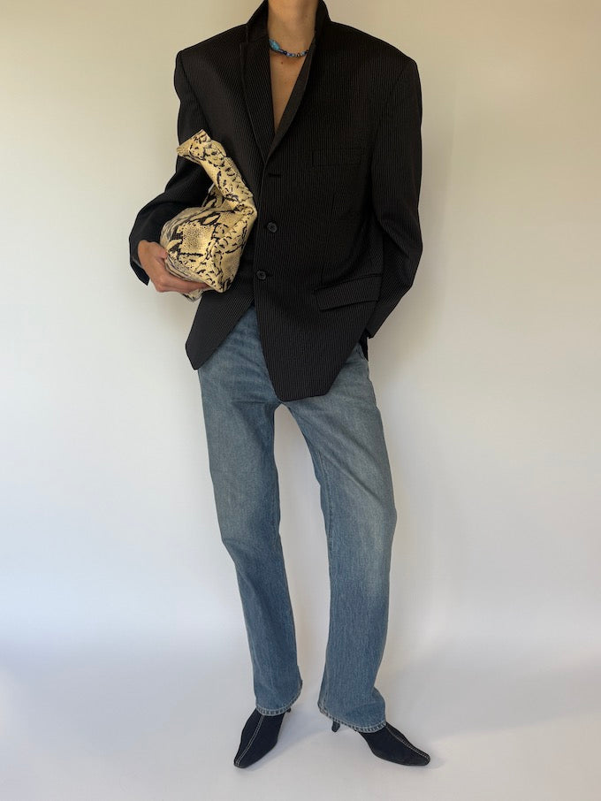 Vintage Pinstripe Blazer Black 6003