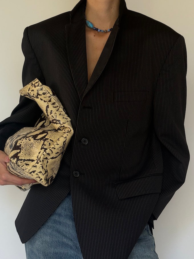 Vintage Pinstripe Blazer Black 6003