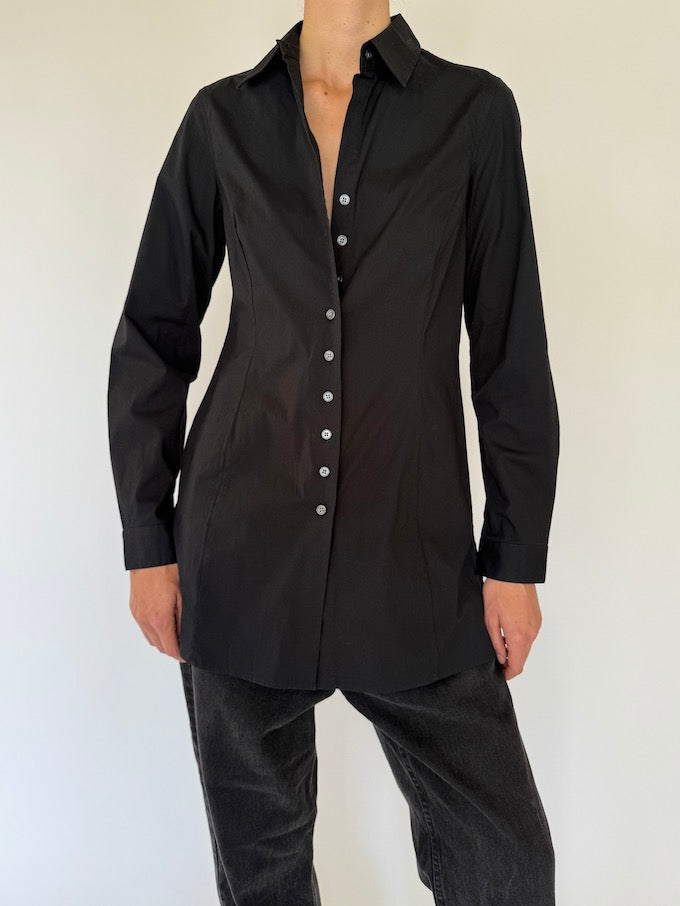Vintage long shirt in black 5686