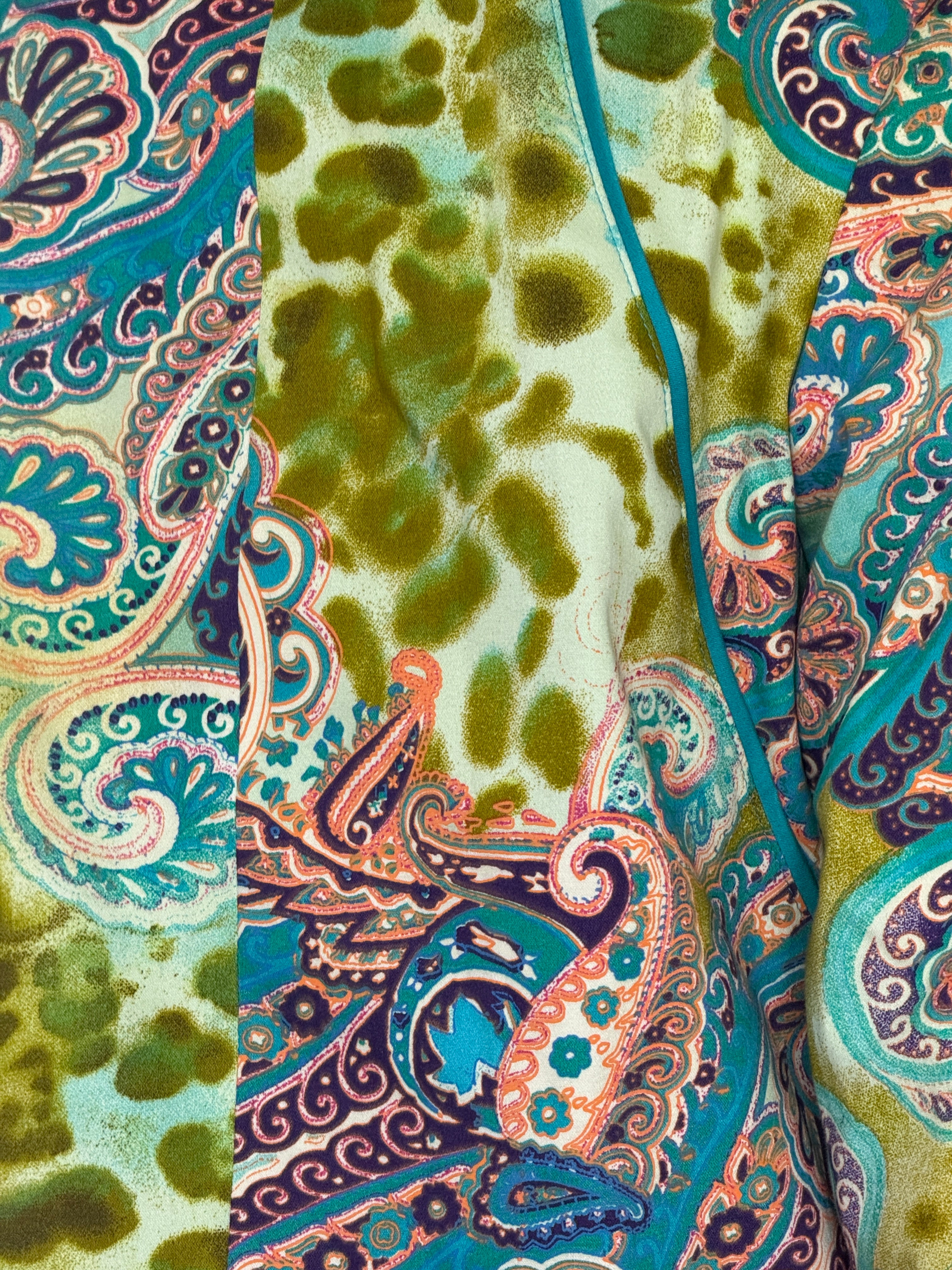 Vintage paisley print cropped jacket side view multicolor pattern