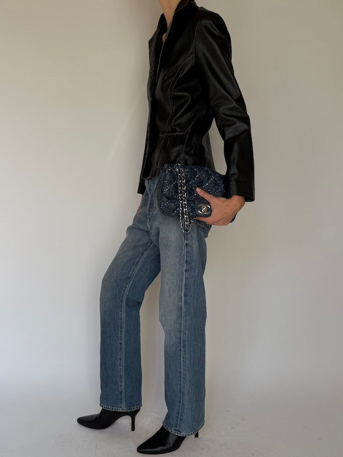 Vintage Leather Blazer Black 6620