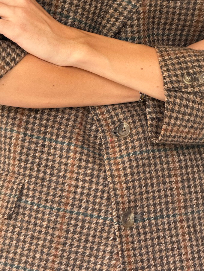 Vintage Houndstooth Blazer Brown 6018