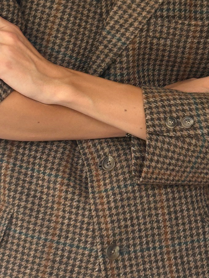 Vintage Houndstooth Blazer Brown 6018