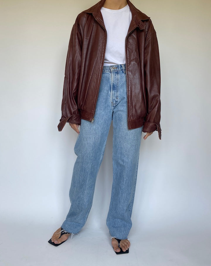 VINTAGE OVERSIZED BEAUTIFUL LEATHER JACKET 3382