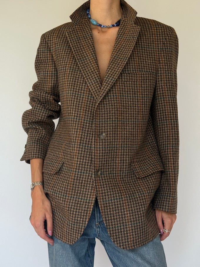 Vintage Houndstooth Blazer Brown 6018
