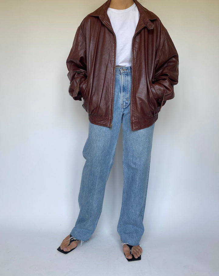 VINTAGE OVERSIZED BEAUTIFUL LEATHER JACKET 3382