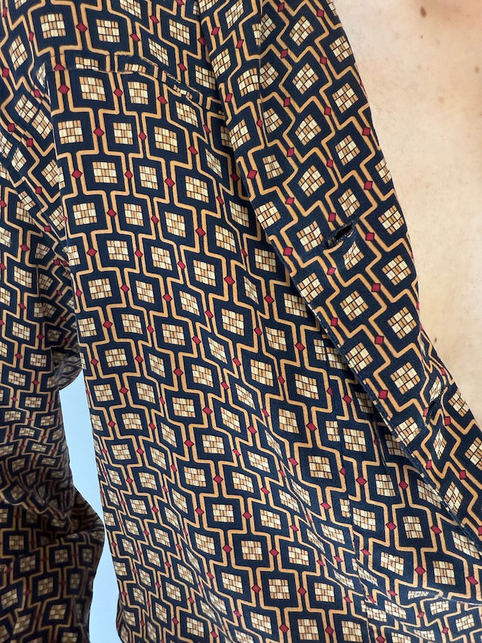 Vintage Patterned Silk Blouse 5797