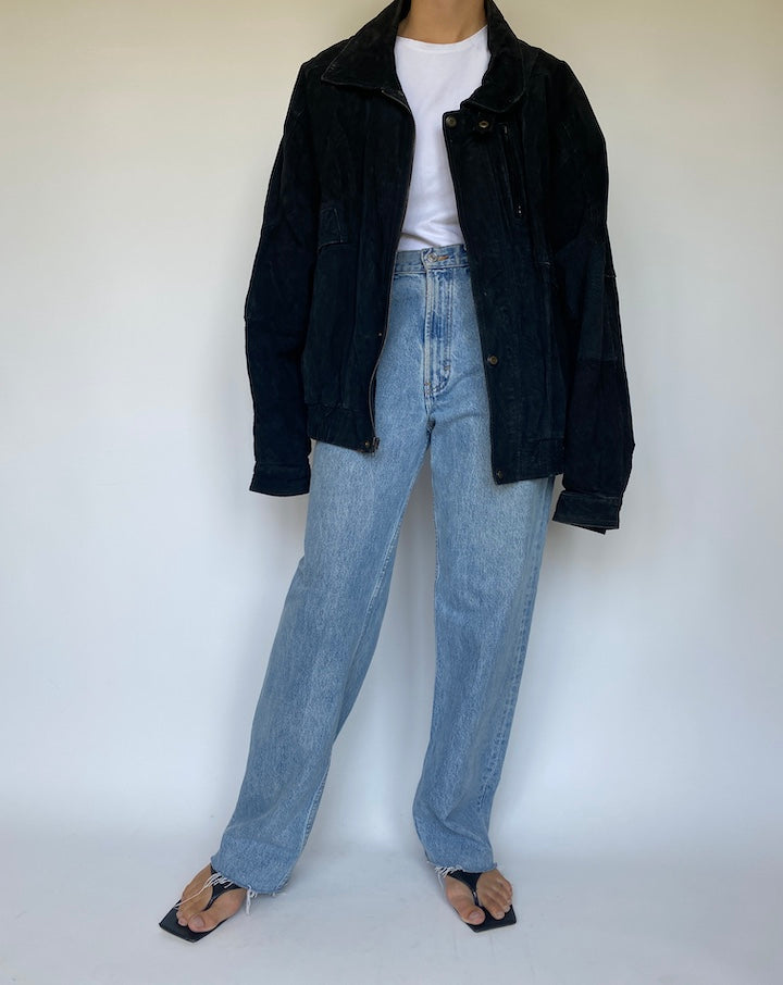 VINTAGE BLACK SUEDE LEATHER JACKET 3383