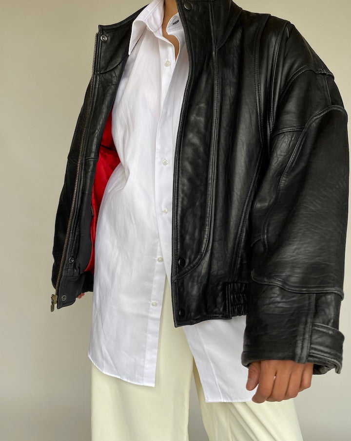 VINTAGE BEAUTIFUL BOXY LEATHER JACKET 633