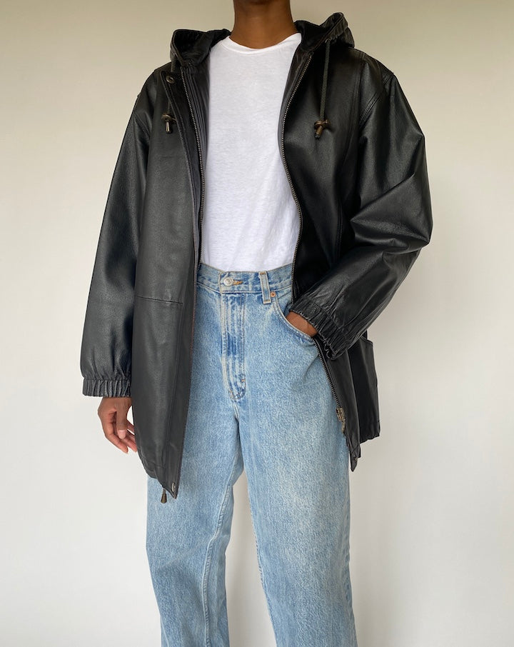 VINTAGE BLACK LEATHER JACKET 3050