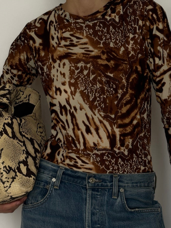 Vintage Animal Print Top 6623